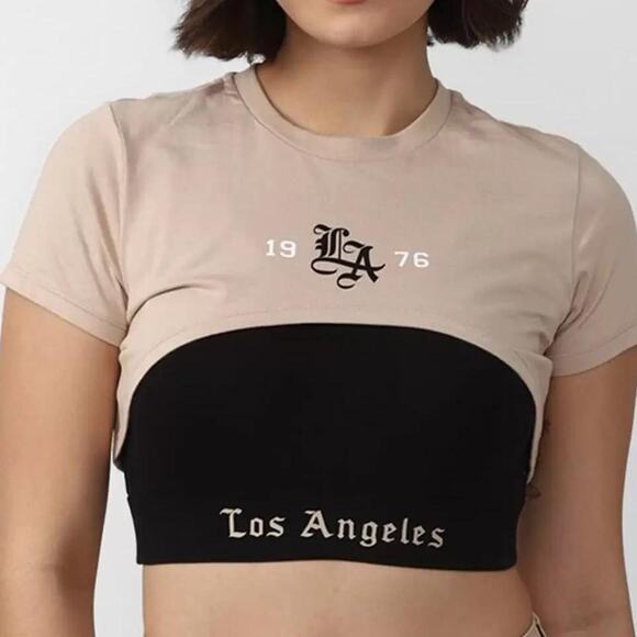 Forever 21 LA 1976 Cropped Tee & Los Angeles Tank Set L - Picture 1 of 8